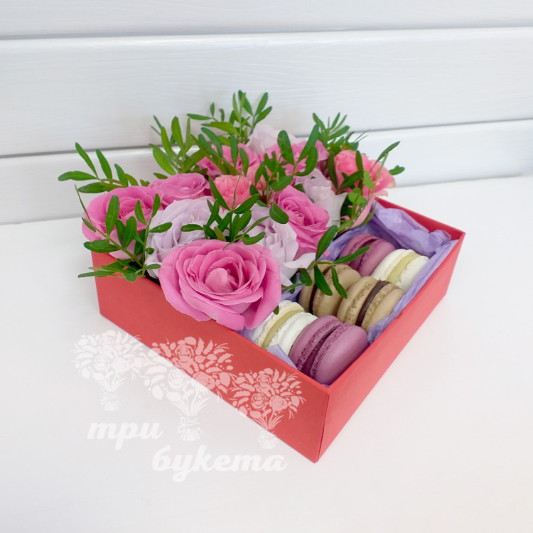6 макарун с розами