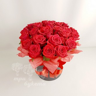 23 красные розы в коробке