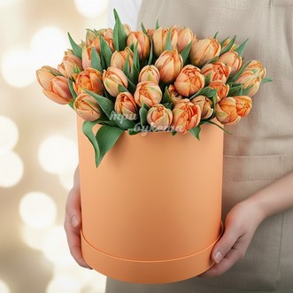 51 оранжевый тюльпан в коробке